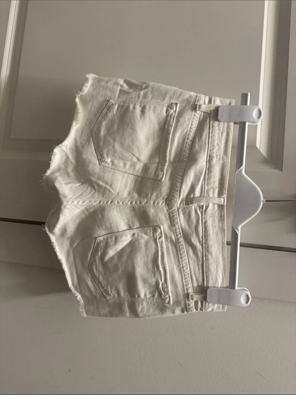 Frame Denim White Frayed Hem Jean Shorts